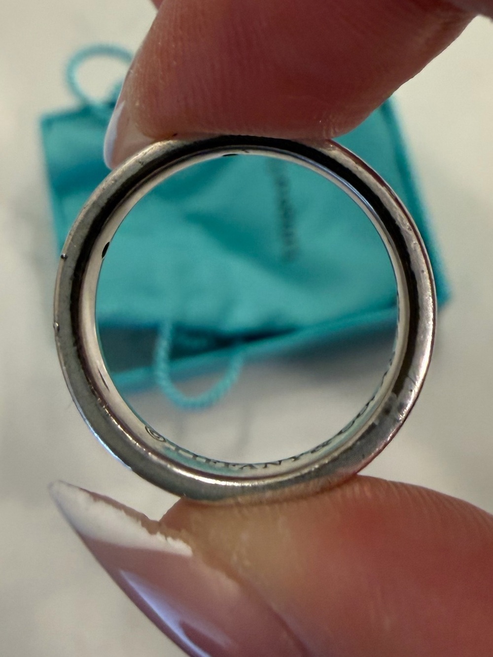 Tiffany & Co. Sapphire Narrow 1837 Band Ring, Size 6.5 - Picture 7 of 9